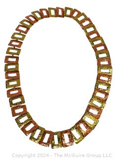 Hammered Copper and Brass Link Necklace