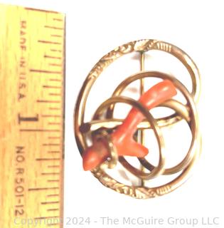 Victorian Red Coral Branch Loop Brooch