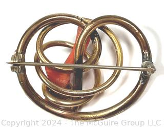 Victorian Red Coral Branch Loop Brooch