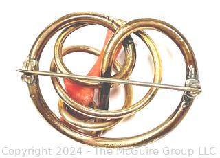 Victorian Red Coral Branch Loop Brooch