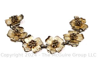 Sterling Silver 2-Tone Napier Flower Link Bracelet