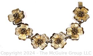 Sterling Silver 2-Tone Napier Flower Link Bracelet