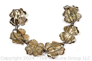 Sterling Silver 2-Tone Napier Flower Link Bracelet