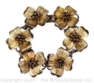 Sterling Silver 2-Tone Napier Flower Link Bracelet