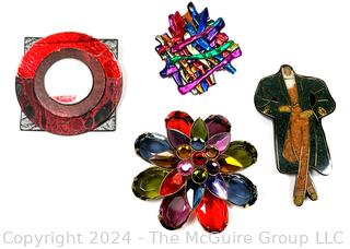 Four (4) Bright 1990's Brooches