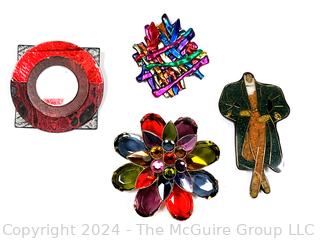 Four (4) Bright 1990's Brooches