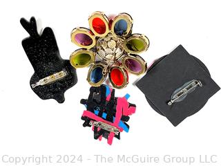 Four (4) Bright 1990's Brooches