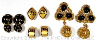 Four (4) Designer Signed Clip On Earrings