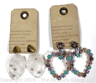 Two (2) Pairs of Pierced Rhinestone Earrings by Anthropologie, New with Tag