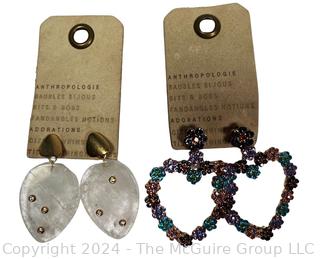 Two (2) Pairs of Pierced Rhinestone Earrings by Anthropologie, New with Tag