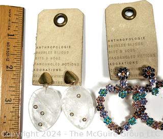 Two (2) Pairs of Pierced Rhinestone Earrings by Anthropologie, New with Tag