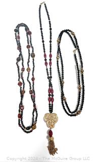 Three (3) Opera Length Beaded Necklaces