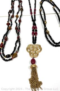 Three (3) Opera Length Beaded Necklaces