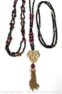 Three (3) Opera Length Beaded Necklaces