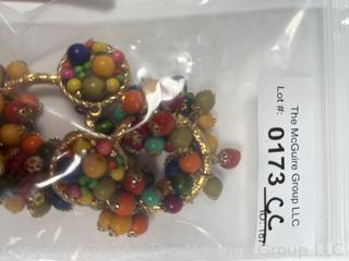 Pair of Carmen Miranda Style Clip On Beaded Earrings