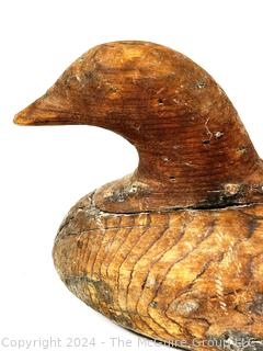 Primitive Hand Carved and Unpainted Wooden Mallard Hunting Decoy from Nova Scotia