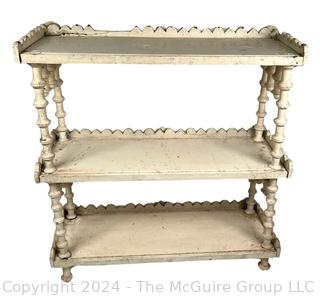 Mid-19th Century White Painted Wall Shelf with Spindle. 20 x 7.5 x 21.5"