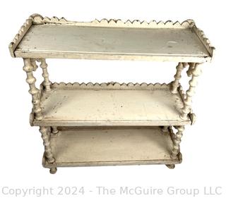 Mid-19th Century White Painted Wall Shelf with Spindle. 20 x 7.5 x 21.5"