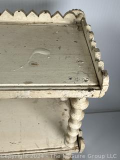 Mid-19th Century White Painted Wall Shelf with Spindle. 20 x 7.5 x 21.5"