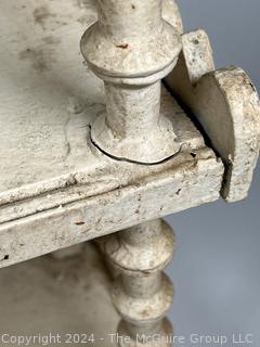 Mid-19th Century White Painted Wall Shelf with Spindle. 20 x 7.5 x 21.5"