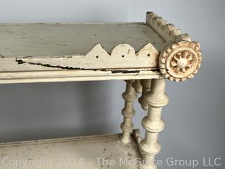 Mid-19th Century White Painted Wall Shelf with Spindle. 20 x 7.5 x 21.5"