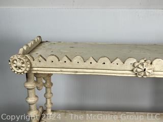 Mid-19th Century White Painted Wall Shelf with Spindle. 20 x 7.5 x 21.5"