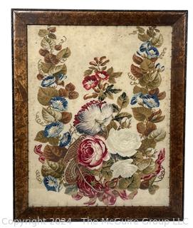 Framed Under Glass 19th Century Embroidered Textile Work Virginia Valley. 21 x 26"