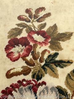 Framed Under Glass 19th Century Embroidered Textile Work Virginia Valley. 21 x 26"