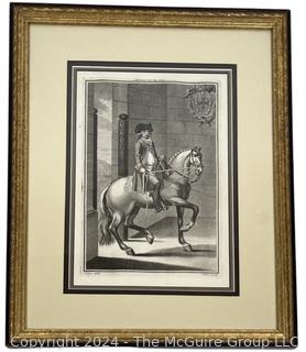 Framed Under Glass Engraving "Light Of The Liberal And Noble Art Of Chivalry" by Manoel Carlos De Andrade. 14 x 17"