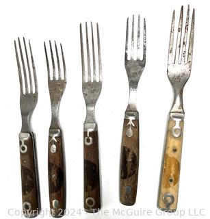 Set of Sheffield Bone Handle Fish Forks & Knives 