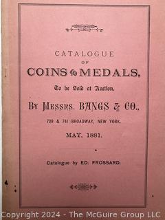 Five (5) Coins and Metal Auction Catalogs Circa 1880-1890's