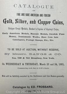 Five (5) Coins and Metal Auction Catalogs Circa 1880-1890's