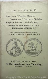 Five (5) Coins and Metal Auction Catalogs Circa 1880-1890's