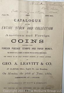 Five (5) Coins and Metal Auction Catalogs Circa 1880-1890's