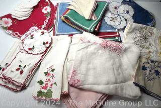 Group of Vintage Embroidered Linens