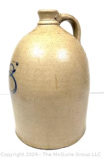 American 19th Century Decorated Stoneware Salt Glaze Beehive Jug with Handle