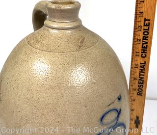 American 19th Century Decorated Stoneware Salt Glaze Beehive Jug with Handle