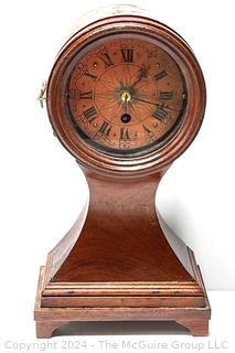 Mahogany French Balloon Wind Up Mantel Clock with Copper Face.