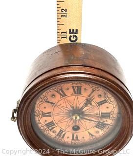 Mahogany French Balloon Wind Up Mantel Clock with Copper Face.