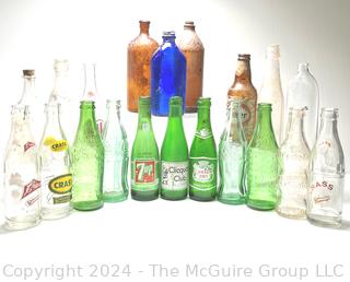 Collection of Soda Pop Bottles, Various Brands & Colors,