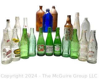 Collection of Soda Pop Bottles, Various Brands & Colors,