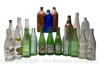 Collection of Soda Pop Bottles, Various Brands & Colors,