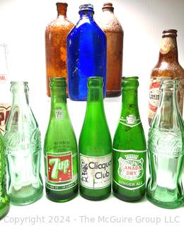 Collection of Soda Pop Bottles, Various Brands & Colors,