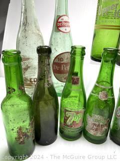 Collection of Green Soda Glass Bottles