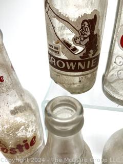 Collection of Clear Glass Soda Bottles Including Crass, Crush & Frostie