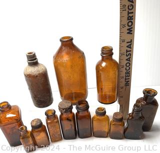 Group of Brown Glass Medicine Bottles