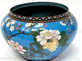 Japanese Enamel Cloisonné Jardinière Planter. Some Damage.