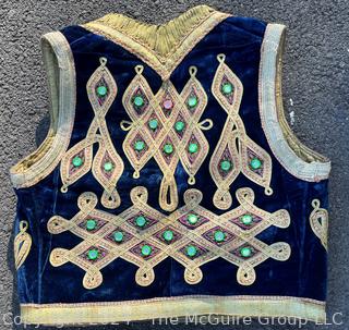 Antique Ottoman Velvet Embroidered with Mirror Embellishment Vest or Waistcoat 