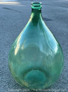 Antique Handblown Green Glass Demijohn Wine Bottle Stamped 234 on Base.