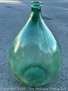 Antique Handblown Green Glass Demijohn Wine Bottle Stamped 234 on Base.